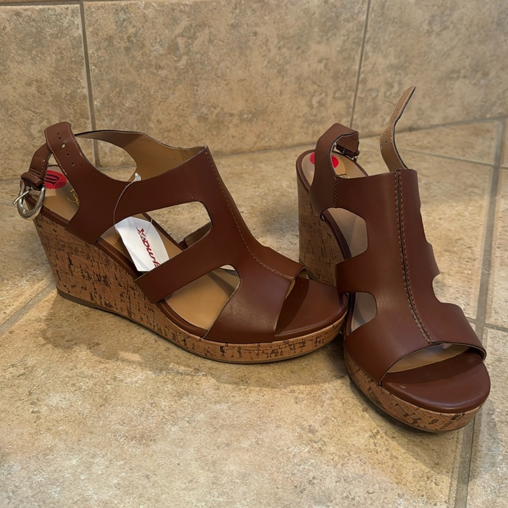 Franco Sarto Brown Wedge Sandal
